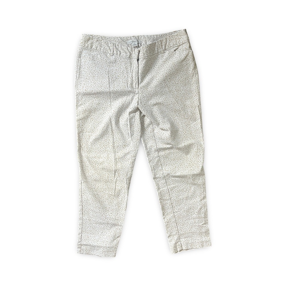Liz Claiborne Emma Size 14 Ankle Length Mid-Rise White Animal Print Pants